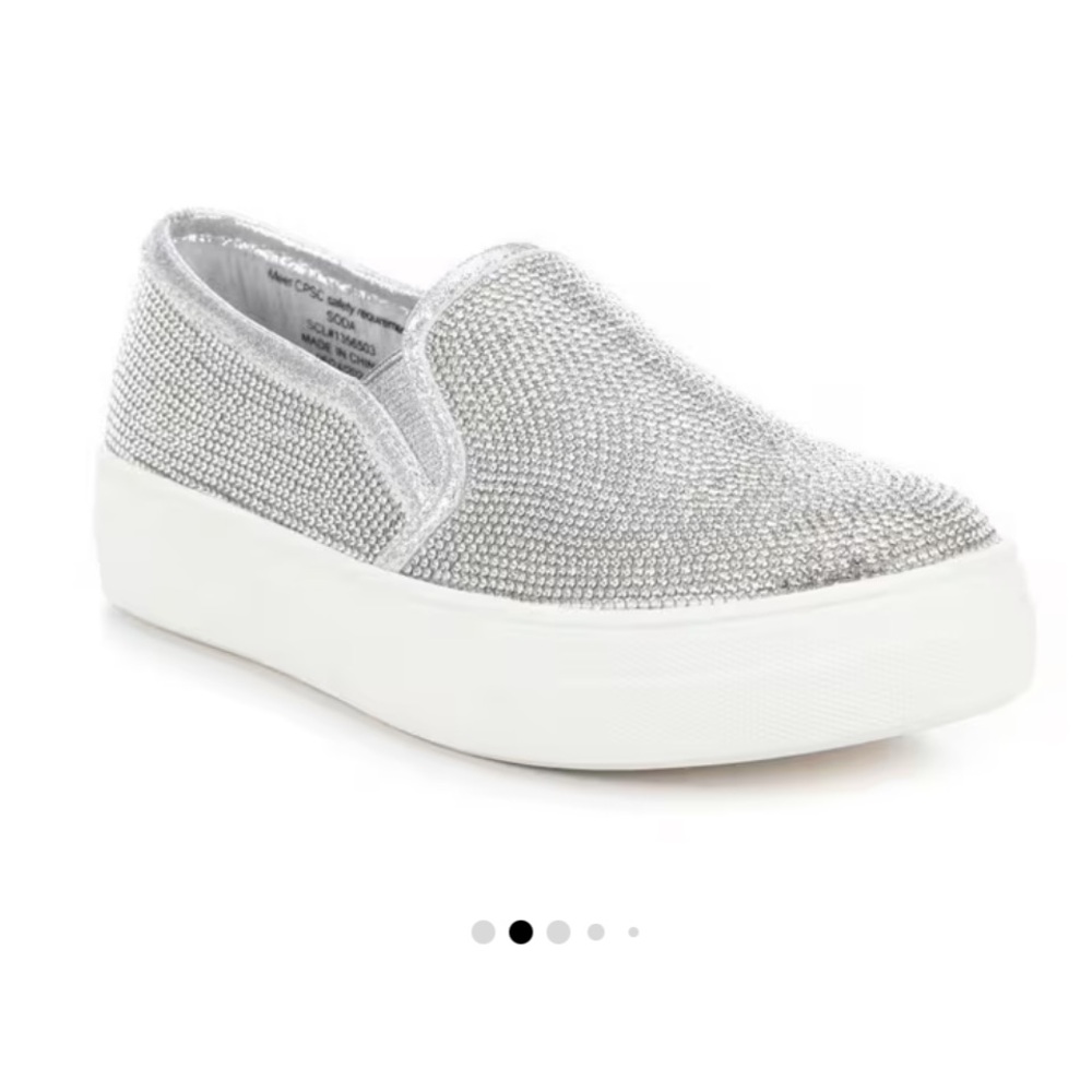Silver Rhinestone Slip-On Shoes